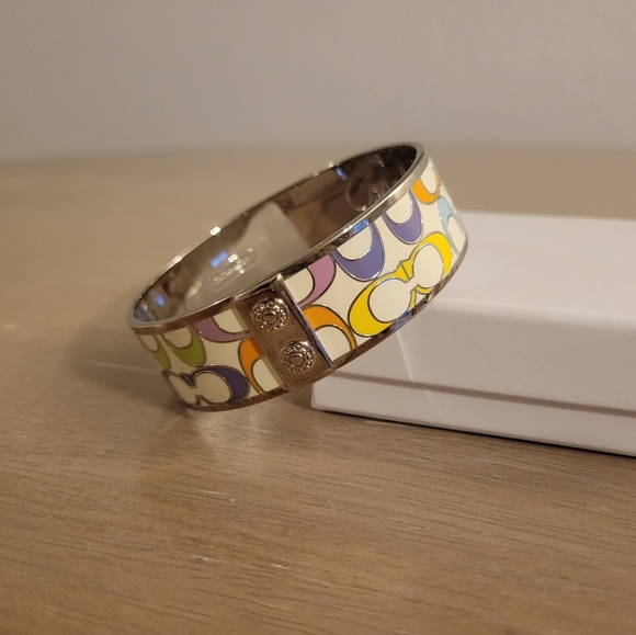 Coach Multicolor Enamel Wide Bangle Bracelet - Picture 2 of 9